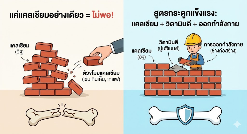 กินแคลเซียมทุกวัน ทำไมกระดูกยังหัก? ไขปริศนาที่คนรักสุขภาพคาใจ และความเข้าใจผิดเรื่อง "แคลเซียม = กระดูกเหล็ก”