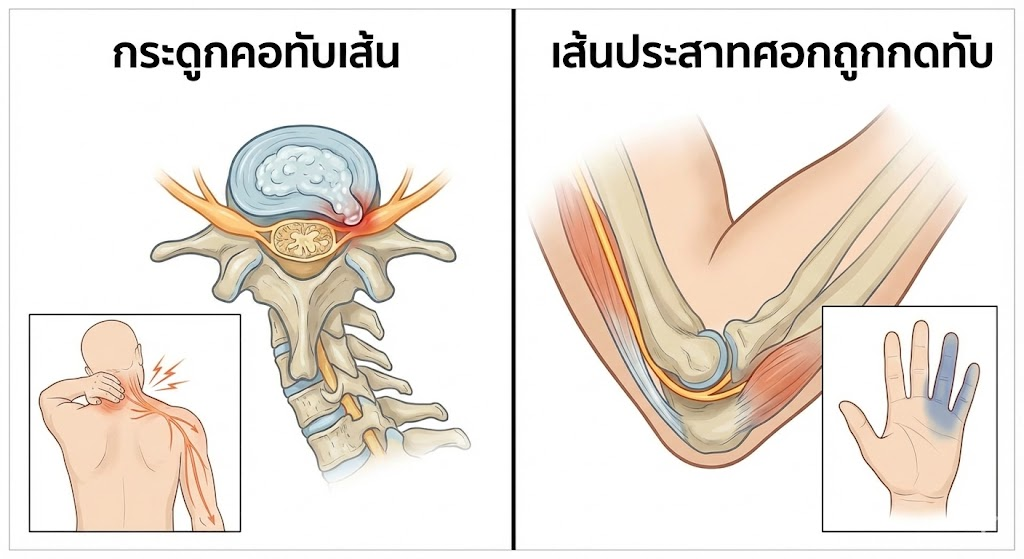 ชาที่แขนและมือ... ตกลงเป็นที่ "คอ" หรือที่ "ศอก"? แยกให้ออกก่อนรักษาผิดจุด