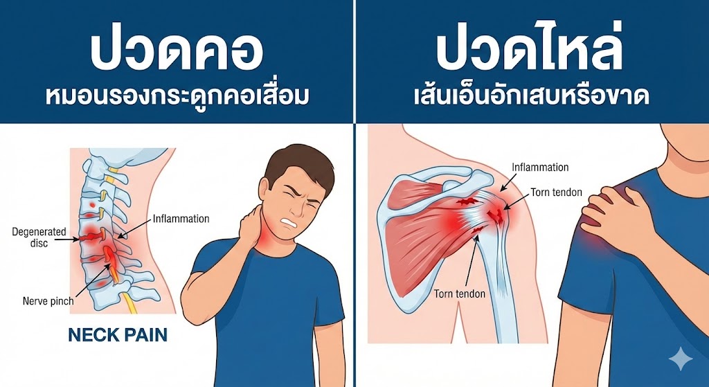 "ปวดไหล่หรือปวดคอ? แยกให้ออกก่อนรักษาผิดจุด"