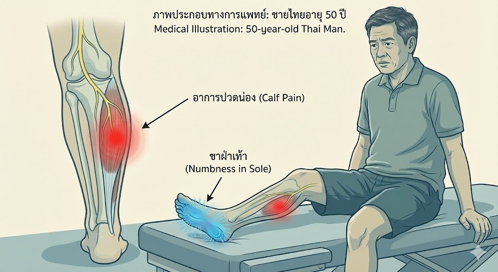 ปวดน่องข้างขวา ชาปลายเท้า... สัญญาณเตือนภัยจาก "หลัง" หรือ "หลอดเลือด"? เช็กให้ชัวร์ก่อนลุกลาม