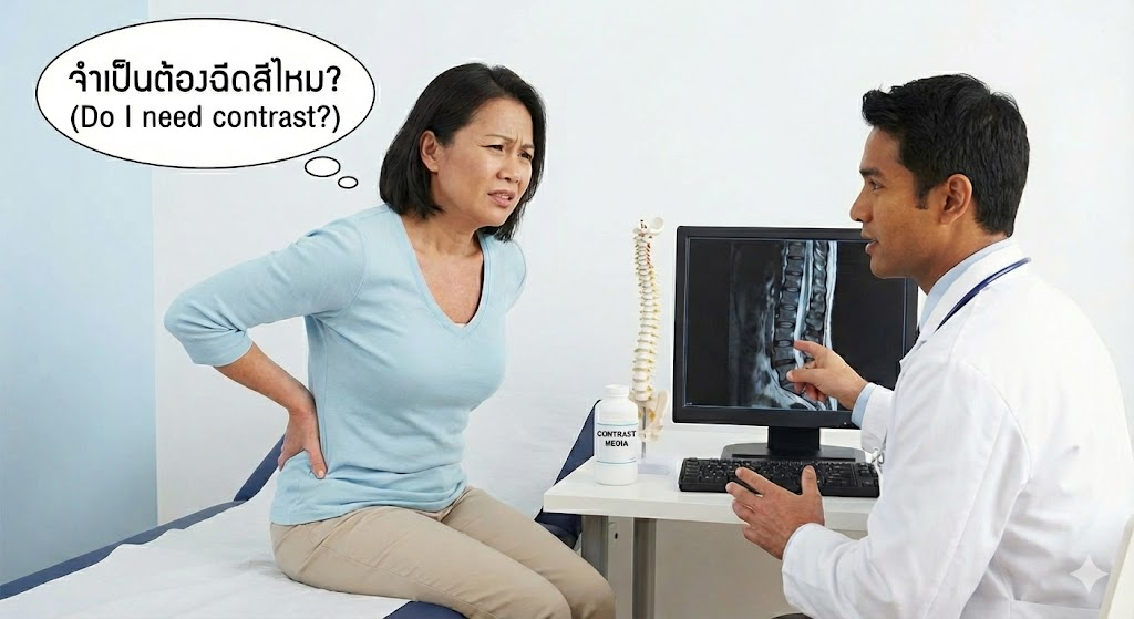 "เคยเป็นมะเร็งไทรอยด์... จู่ๆ ก็ปวดหลัง!" ต้องตรวจ MRI ไหม? แล้วจำเป็นต้อง "ฉีดสี" ด้วยหรือเปล่า?