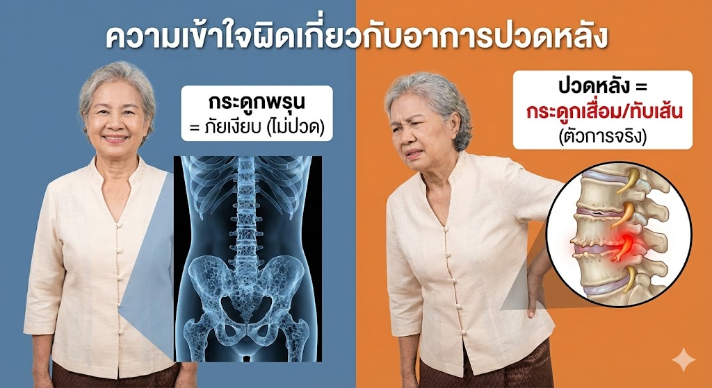 หมอบอกว่ากระดูกพรุน แต่ทำไมปวดหลังไม่หาย? อ่านเลย สิ่งที่คนเข้าใจผิด