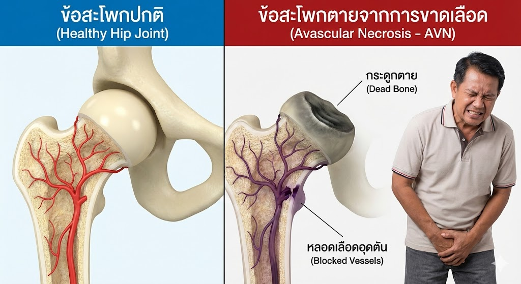 รู้ทันก่อนกระดูกยุบ! อาการปวดลึกๆ ที่ขาหนีบ สัญญาณเตือนที่บอกว่าสะโพกคุณกำลังขาดเลือด