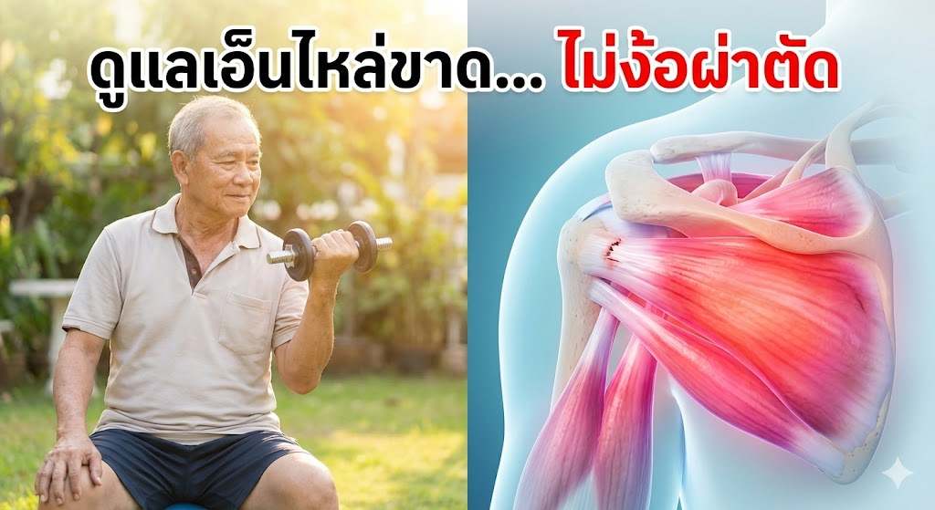 เส้นเอ็นไหล่ขาด! จำเป็นต้องผ่าตัดทุกคนไหม? บริหารอย่างไรให้กลับมาใช้งานได้ โดยไม่ต้องเจ็บตัว