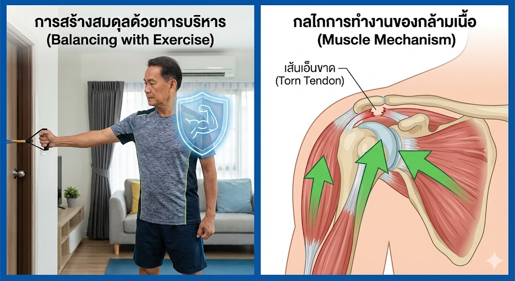 "ไม่ผ่าตัด = ข้อไหล่เสื่อมในอนาคต" สมการนี้จริงเสมอไปไหม? เคลียร์ชัดๆ กับความกังวลของคนเอ็นไหล่ขาด