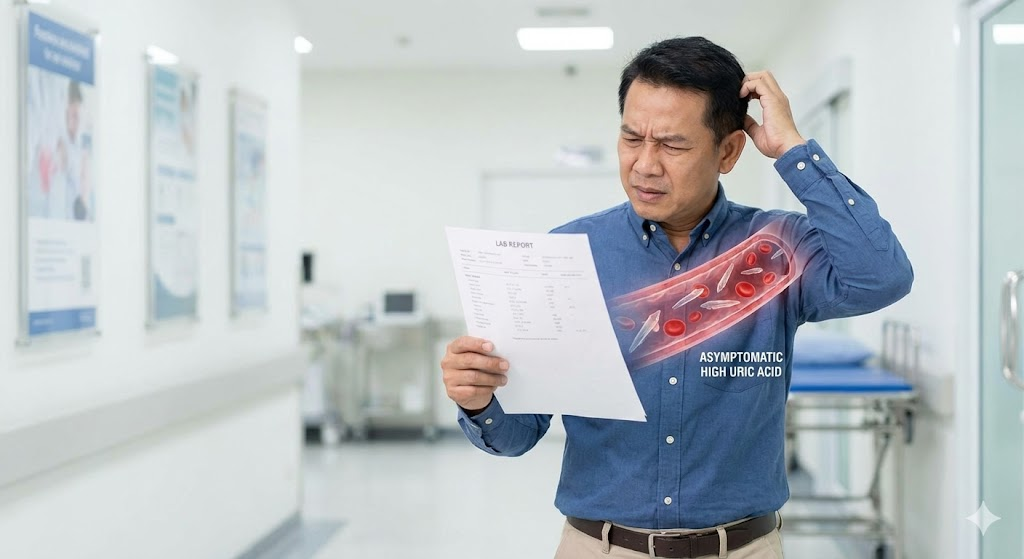 ตรวจสุขภาพประจำปี เจอ "กรดยูริกสูง" แต่ไม่เคยปวดข้อเลย ต้องกินยาไหม? หรือแค่ดื่มน้ำน้อยไป?
