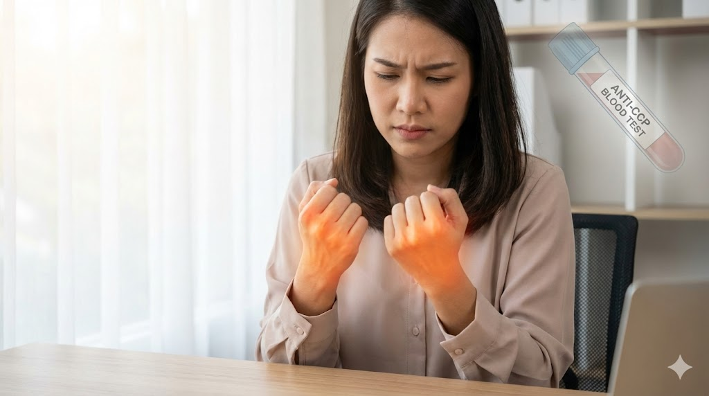 "ตื่นเช้ามา มือแข็งทื่อ กำมือไม่ลง ปวดตุบๆ ที่ข้อนิ้วทั้งสองข้าง... นี่ฉันเป็นแค่นิ้วล็อค หรือกำลังป่วยเป็นโรคพุ่มพวงกันแน่?"