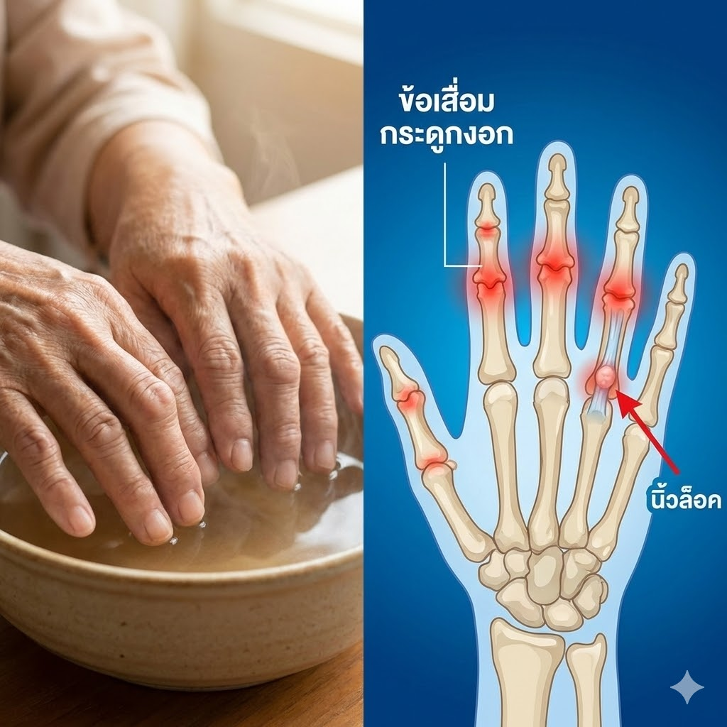 อายุ 50+ ตื่นเช้ามา "กำมือไม่ได้ นิ้วบวมปูด แข็งโป๊ก" สัญญาณเตือน! โรคข้อเสื่อมที่มือ และนิ้วล็อค