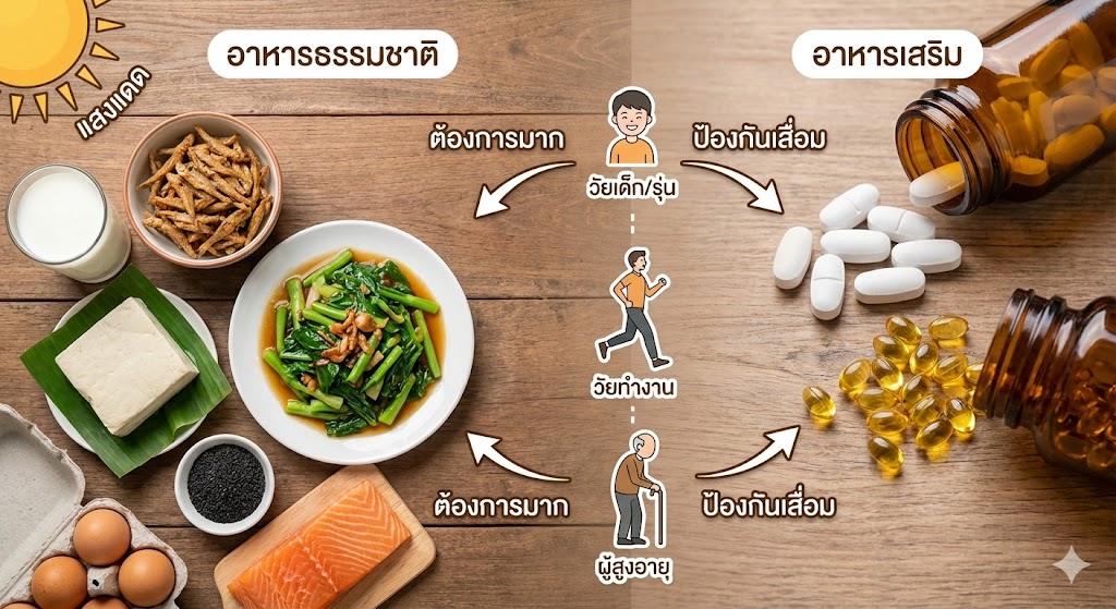 กระดูกแข็งแรง ไม่ใช่เรื่องของคนแก่! "แคลเซียม + วิตามินดี"