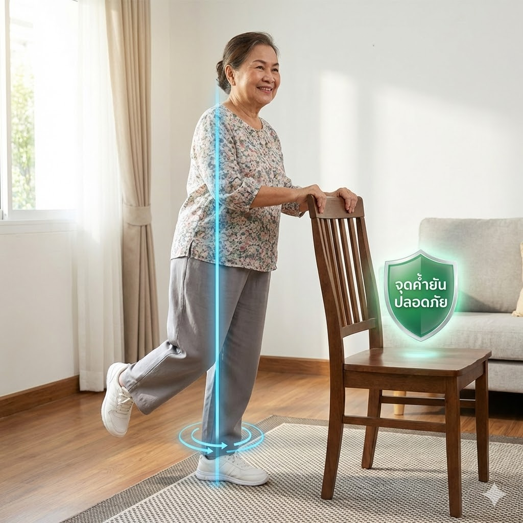 3 ท่าบริหาร "กันล้ม" สำหรับผู้สูงอายุและคนเพิ่งถอดเฝือก (ฝึกการทรงตัว Balance Training ป้องกันการหักซ้ำ)