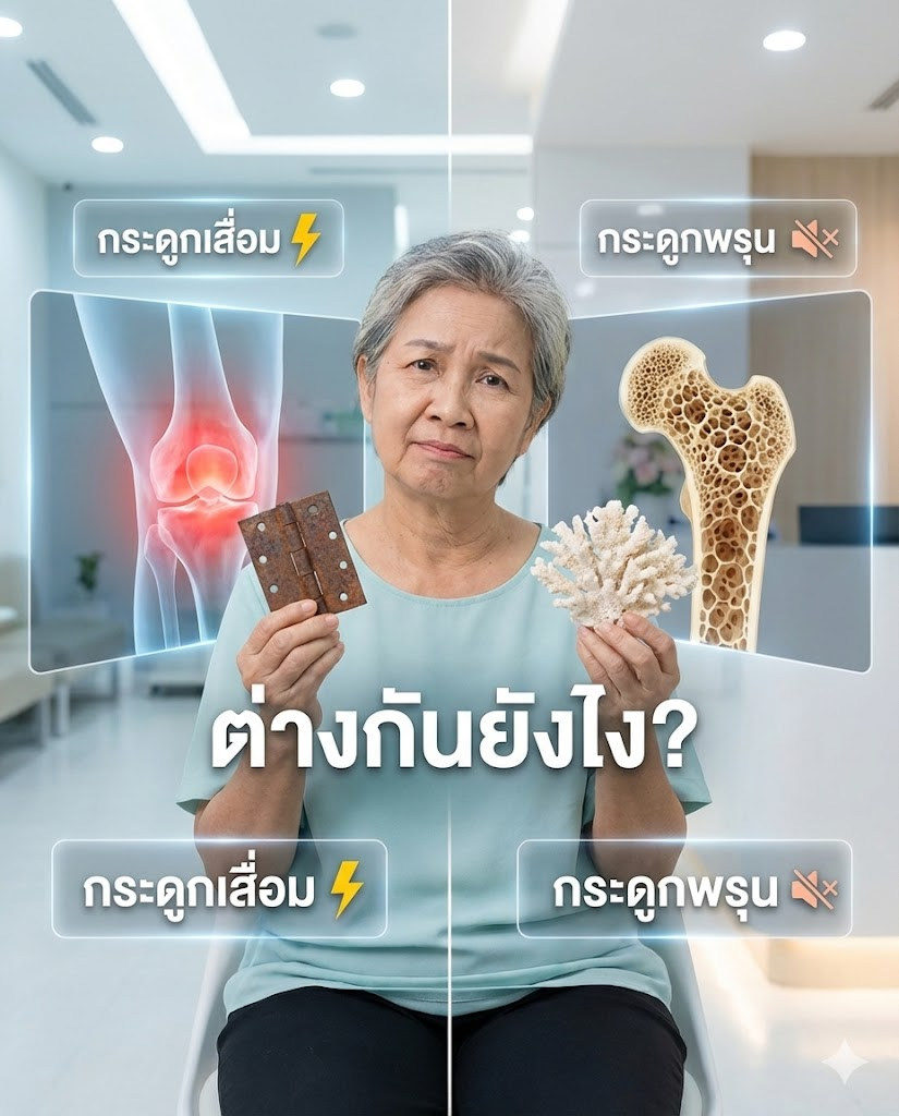 "กระดูกเสื่อม" vs "กระดูกพรุน" ต่างกันยังไง? (เรื่องที่คน 90% ยังเข้าใจผิด กินยาผิดโรค!)