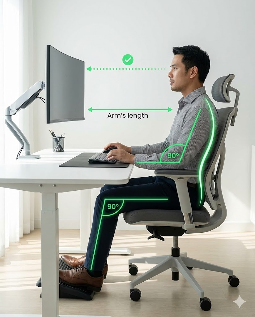 จัดโต๊ะคอมฯ อย่างไร ให้ไม่ปวดคอ? (Ergonomics 101)