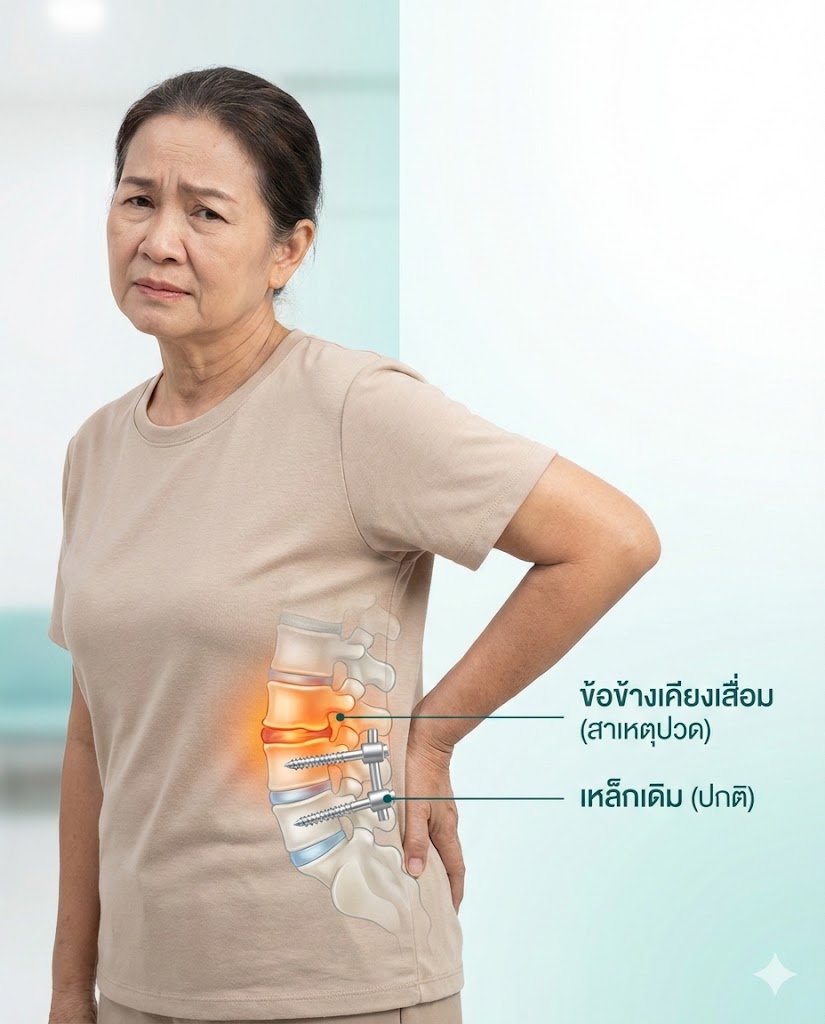 ผ่าตัดดามเหล็กที่หลังไป 5 ปี... ทำไมวันนี้กลับมาปวดร้าวลงขาอีก? หรือเหล็กจะหัก?