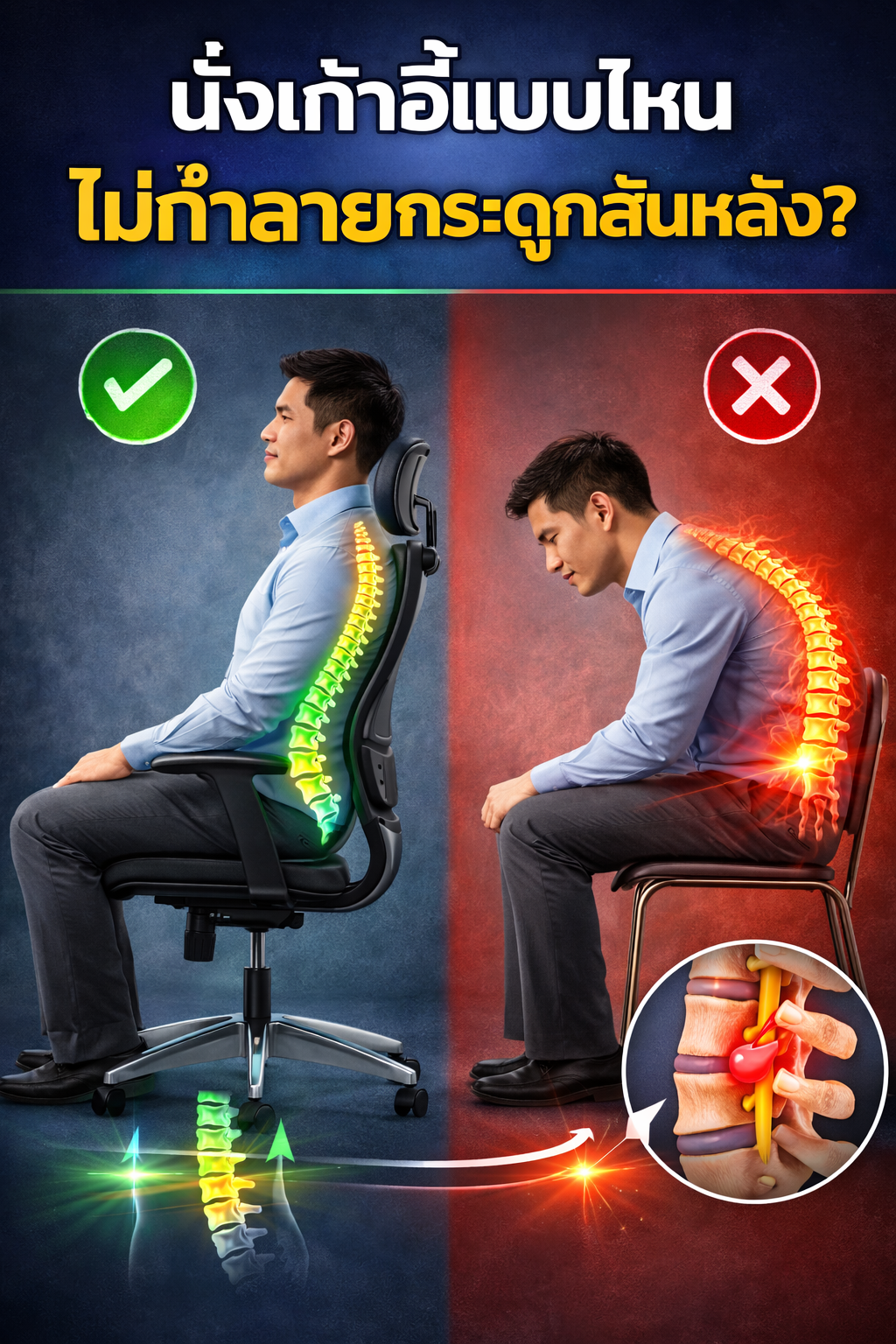 เลือกเก้าอี้ผิด ชีวิตเปลี่ยน... นั่งแบบไหนให้หลังไม่พังก่อนวัย?"