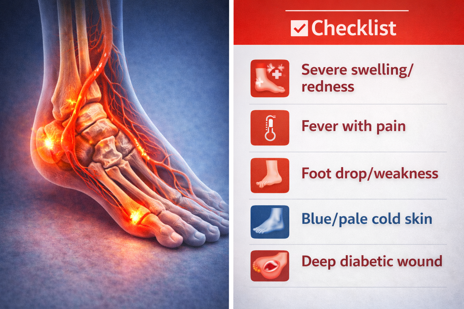 ปวดเท้าเรื่องเล็ก หรือสัญญาณอันตราย? Checklist: 5 สัญญาณที่บอกว่าคุณต้องพบแพทย์ "ทันที"