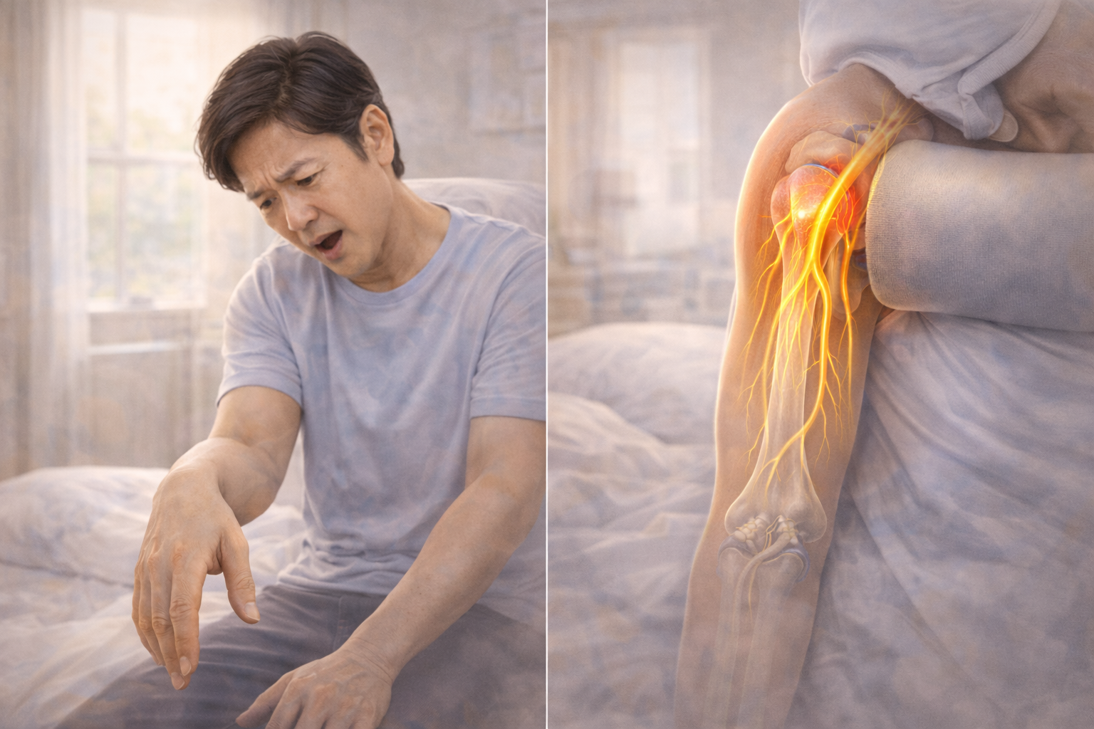 ตื่นมาแล้วมือตก ยกไม่ขึ้น... ขยับนิ้วไม่ได้เหมือนเป็นอัมพาต! แค่นอนทับแขนตัวเองเฉยๆ ทำไมถึงเป็นขนาดนี้?”