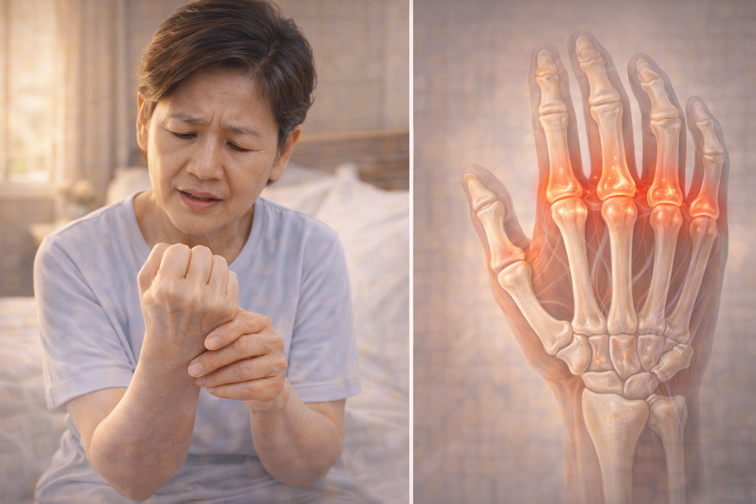 กำมือไม่ได้ นิ้วแข็งตอนตื่นนอน... แค่เมื่อยหรือสัญญาณเตือนโรคข้อกันแน่?