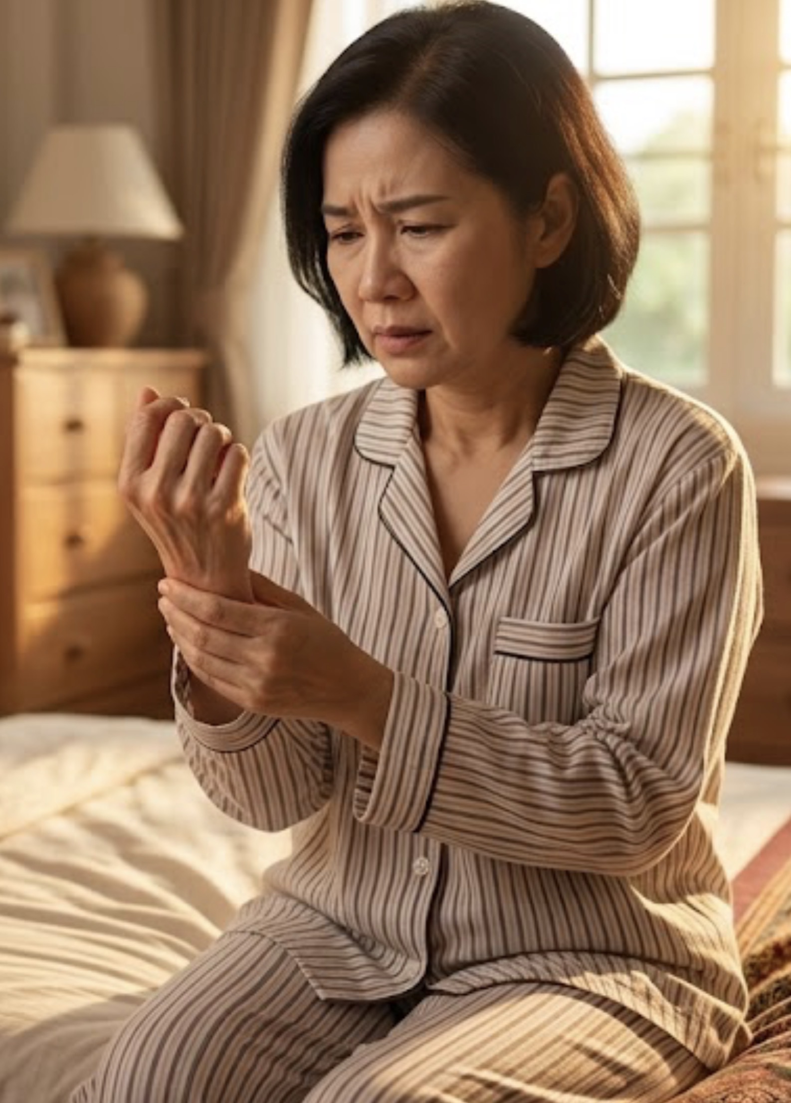 กำมือไม่ได้ นิ้วแข็งตอนเช้า