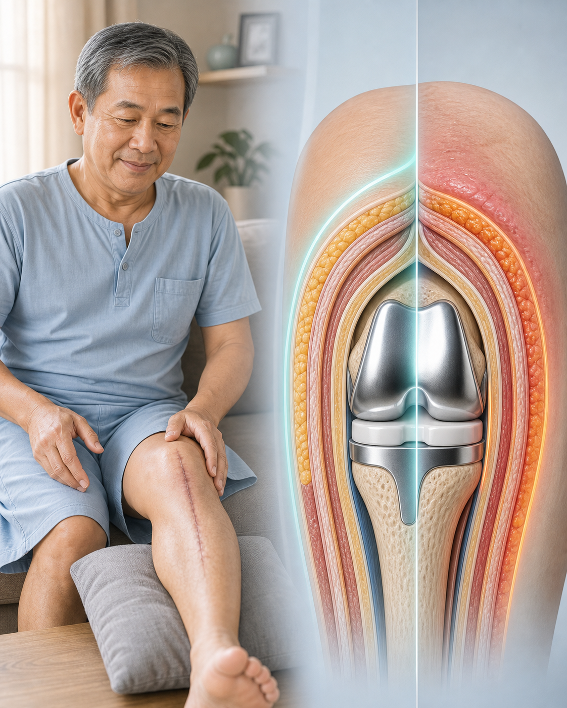 คุณลุงวัย 68 ปีผ่าตัดเปลี่ยนข้อเข่าเทียมมาสองอาทิตย์