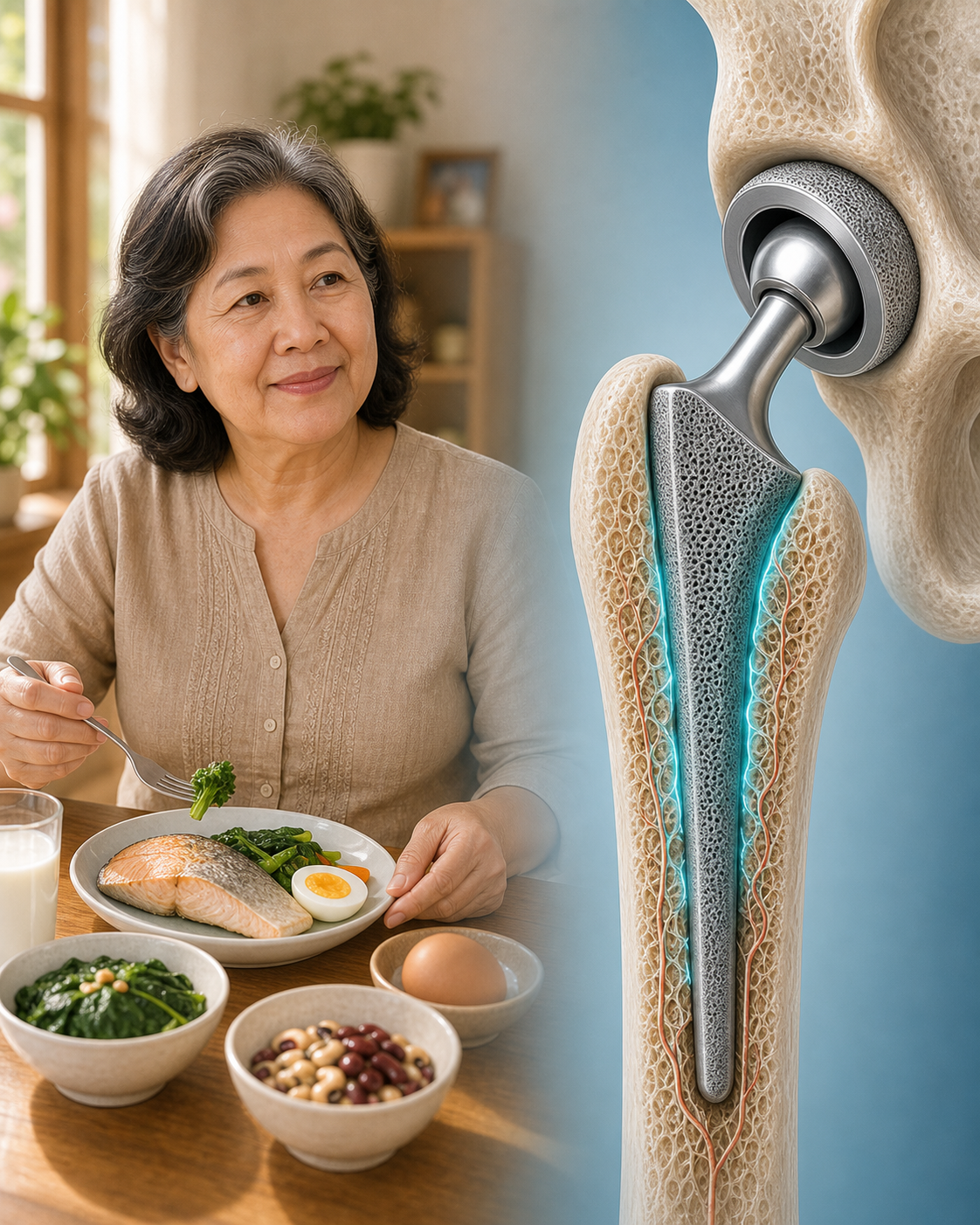 กินอะไรให้แผลหาย — 5 สิ่งที่ร่างกายต้องการมากที่สุดหลังผ่าตัดข้อสะโพกเทียม